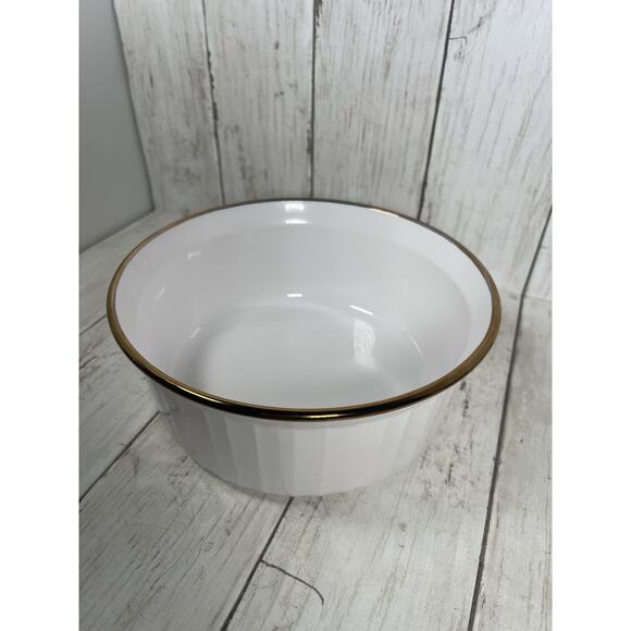 Corningware Other - Corning Ware 7.5” Gold Rimmed Soufflé Casserole Dish Oven To Table F-5-b